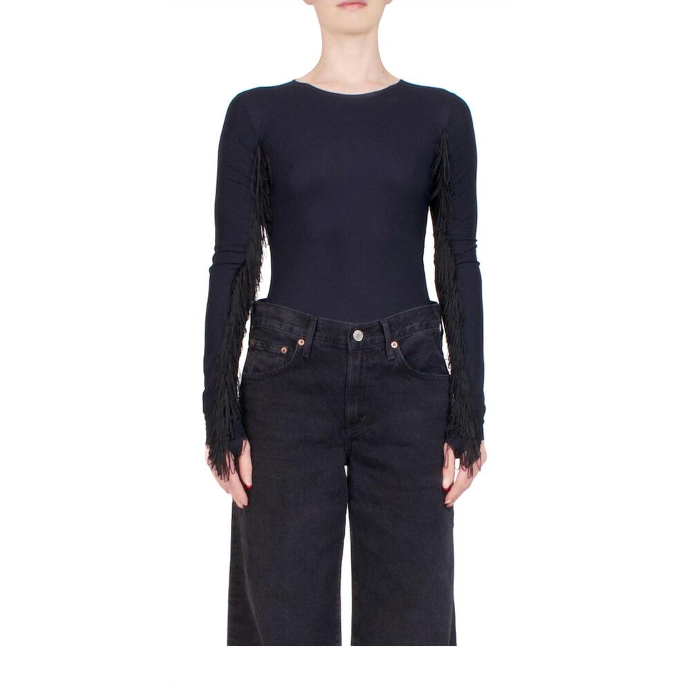 NEW MAISON MARGIELA women's fringe bodysuit in black